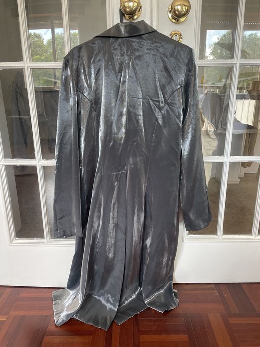 Casaco blazer comprido impermeável prateado Molly Jo