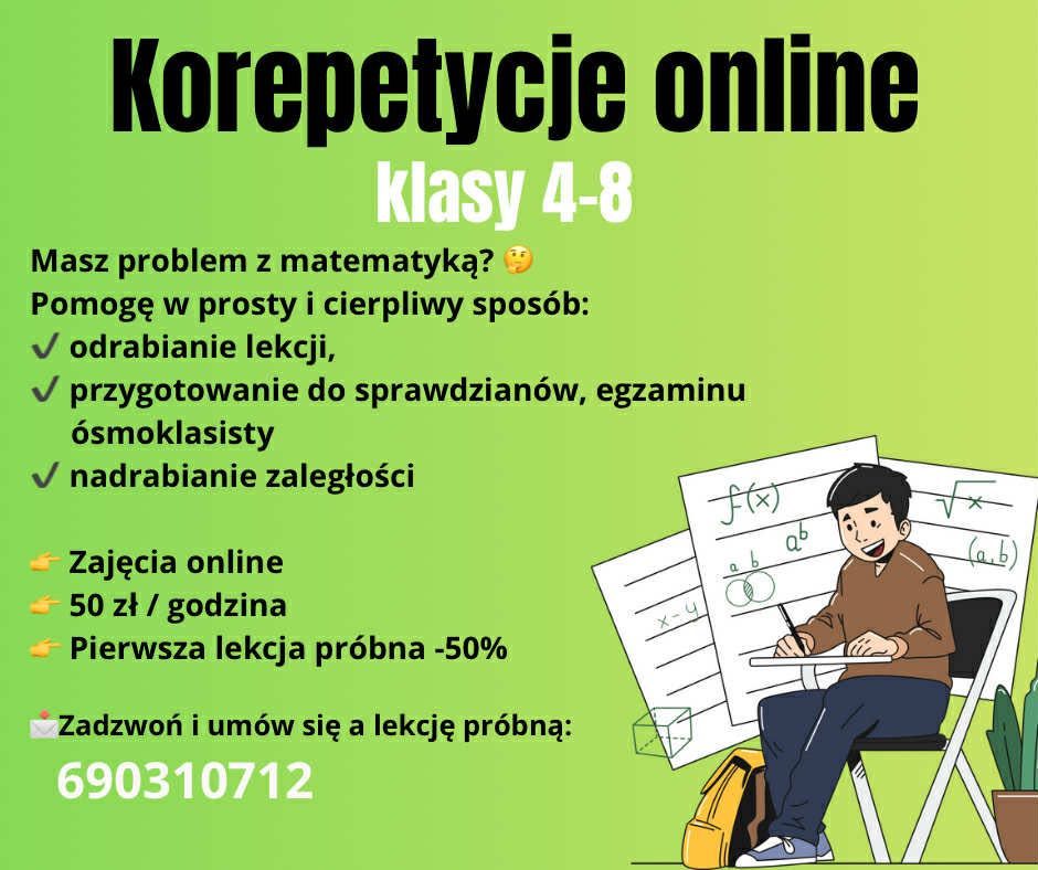 Korepetycje ONLINE z MaTeMaTyKi - klasy 4-8
