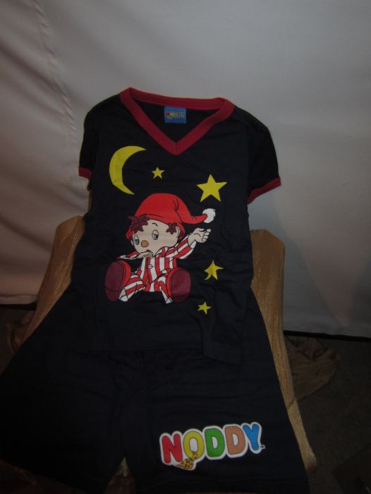 Pijama de Verão Noddy T-Shirt + Calção Azul Marinho e Vermelho Estampa