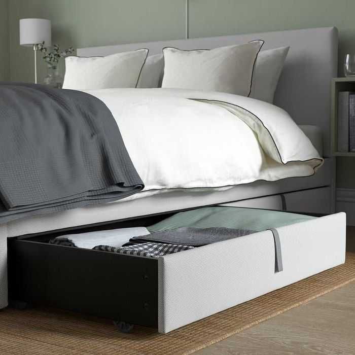 Cama estofada GLADSTAD(IKEA) com caixas de arrumação
