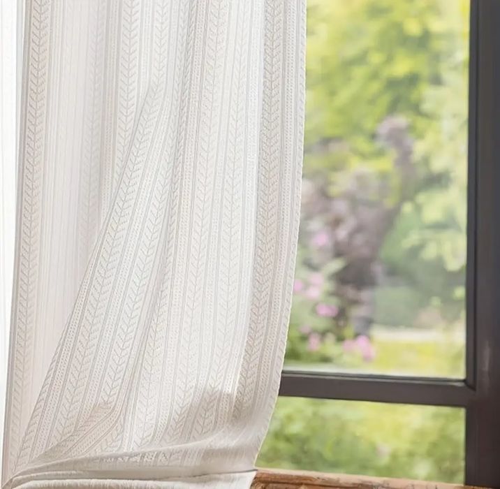 Dwie firany, z haczykami,panele,białe nowe(jodełka)