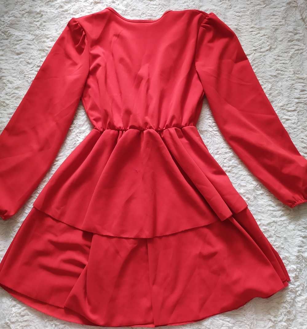 Sukienka czerwona falbanki, r. uniwersalny (S -L)