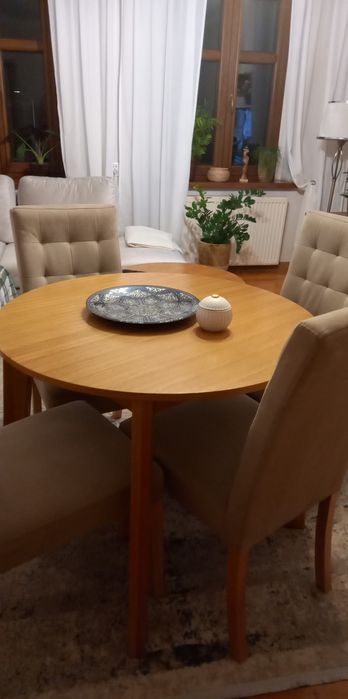 Stół okragly SCANDI firma Meble Nova 95 cm rozkładany do 195cm