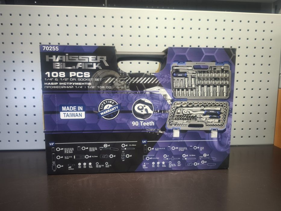 Набір інструментів професійний Haisser Black 1/4" та 1/2"108 од. 70255