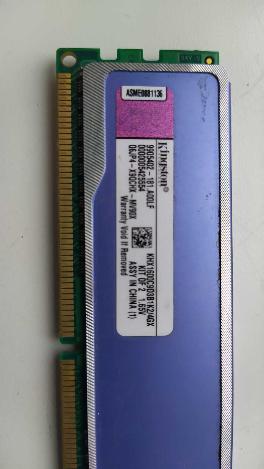 Модулі  оперативної памяті  Kingston DDR3 4Gb (2*2Gb) 1600MHz