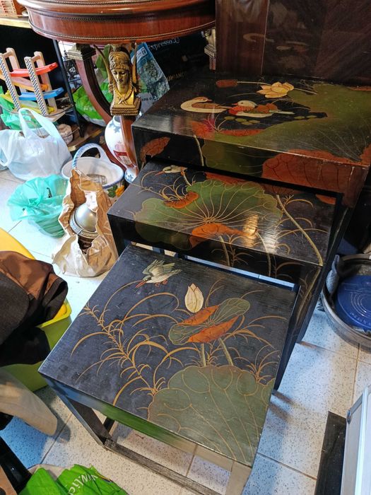 Mesas Chinesas Madeira Lacada Centenárias 61,5 cm