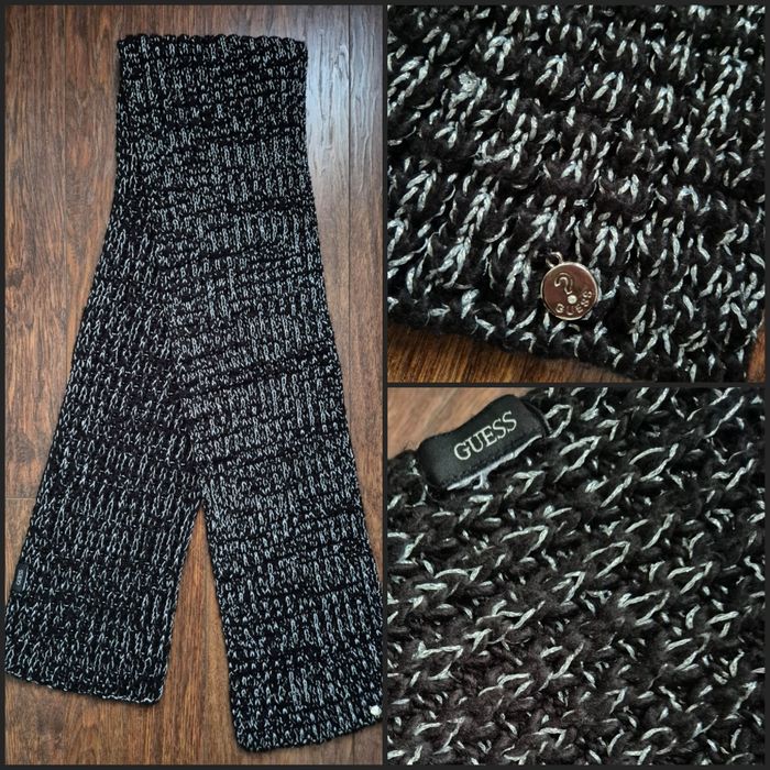 Guess oryginalny damski czarny szalik