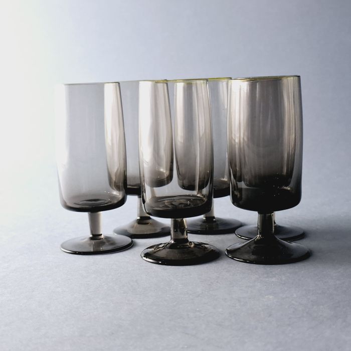 piękne dmuchane dymione kieliszki do wódki likieru lata 50/60-te