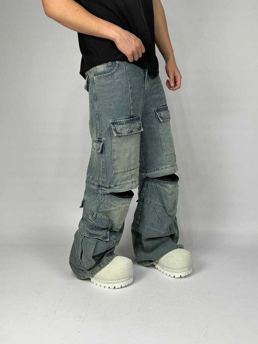 Джинси Balenciaga Cargo faded baggy штани archive синие джинсы сині