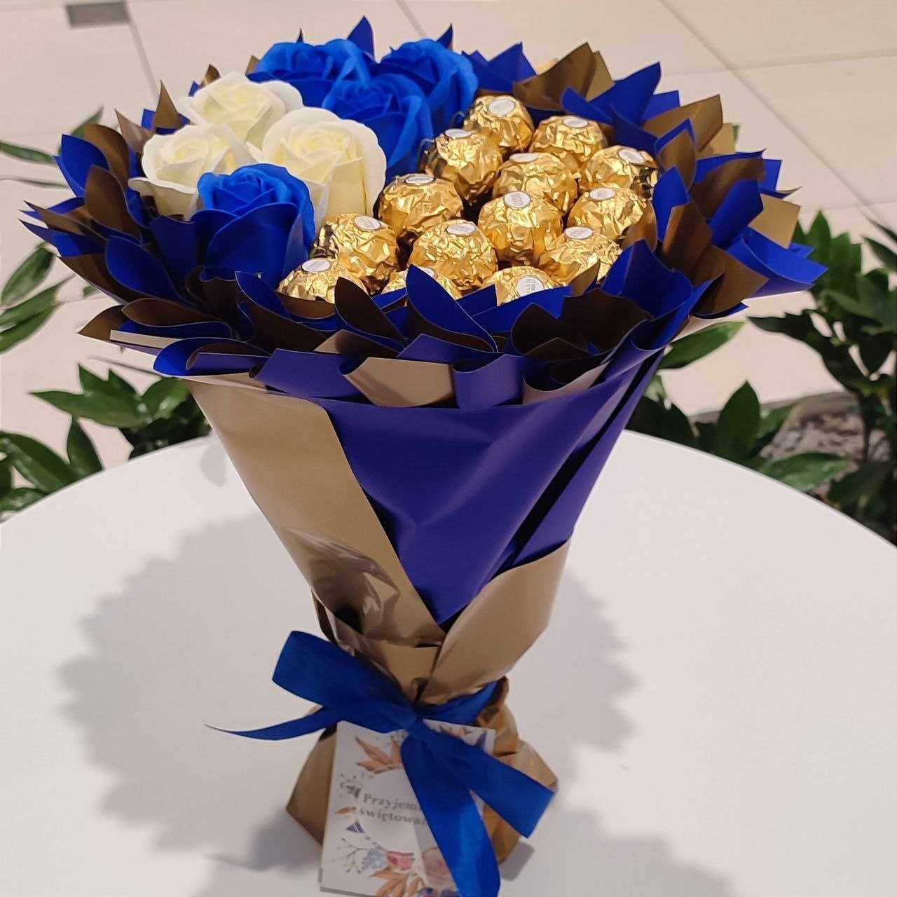 Bukiet na Prezent Ferrero róże mydlane Rocznica Ślub Urodziny Imieniny
