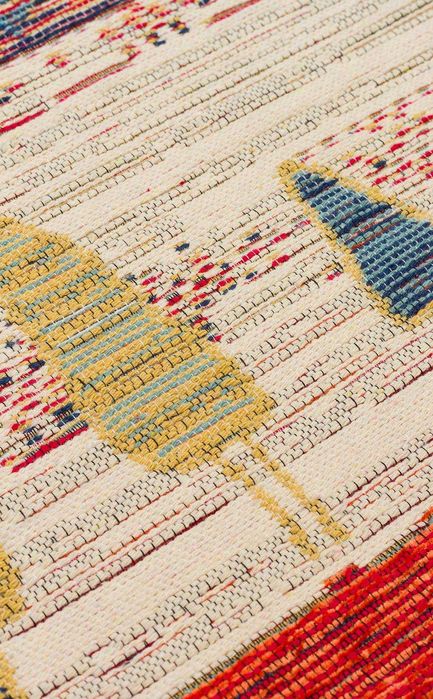 Dwustronny Dywan Kilim do Prania w Abstrakcyjny Wzór Krajobrazu 80x150