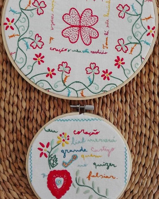 Lenços dos namorados com caixilhosl. Artesanato.Bordado à mão.Viana do