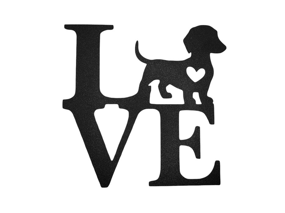 LOVE Jamnik Wall art - Dekoracja ścienna Pies / Czarny