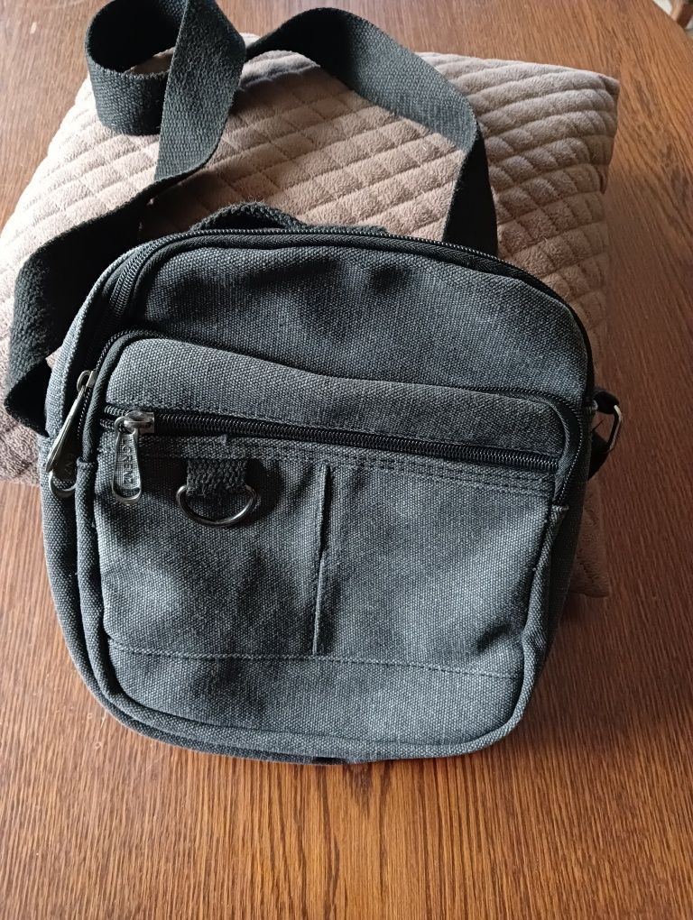 Saszetka męska na ramię szary jeans