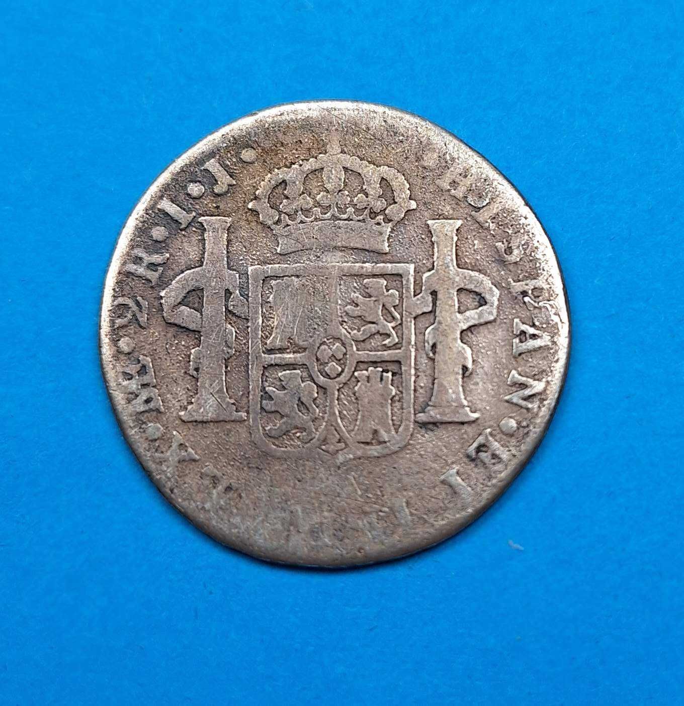 Peru 2 reale rok 1794 kolonia hiszpańska, srebro 0,896