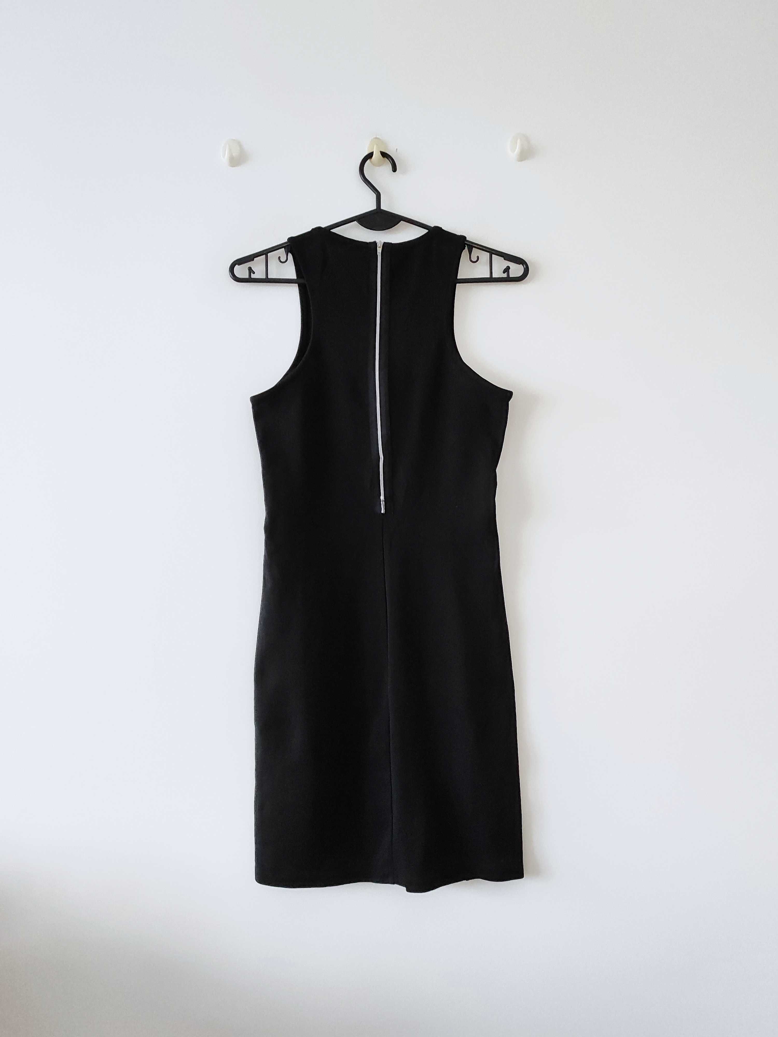 New look czarna dopasowana ołówkowa sukienka z dekoltem halter zamkiem