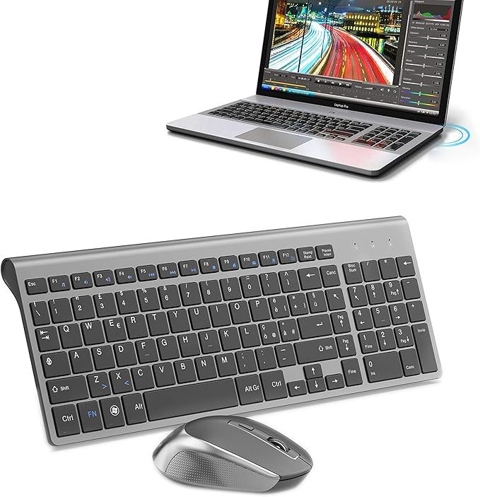 JOYACCESS Bezprzewodowa Klawiatura i Mysz 2400 DPI - Ergonomiczna