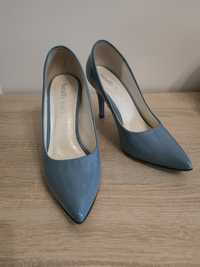 Buty szpilki szpilki błękitne szpic 37 wygodne eleganckie