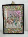 Quadro chinês em placa cerâmica pintada