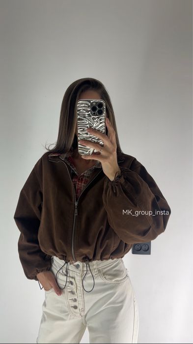 ОСТАННІ ШТ Замшева куртка бомбер жіноча замша тренд шоколад коричнева