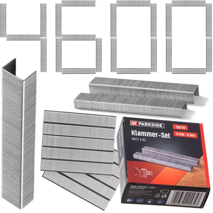 Zszywki Parkside, 2 x 4600 sztuk, 8 i 6 mm, Typ 53 Pat 4