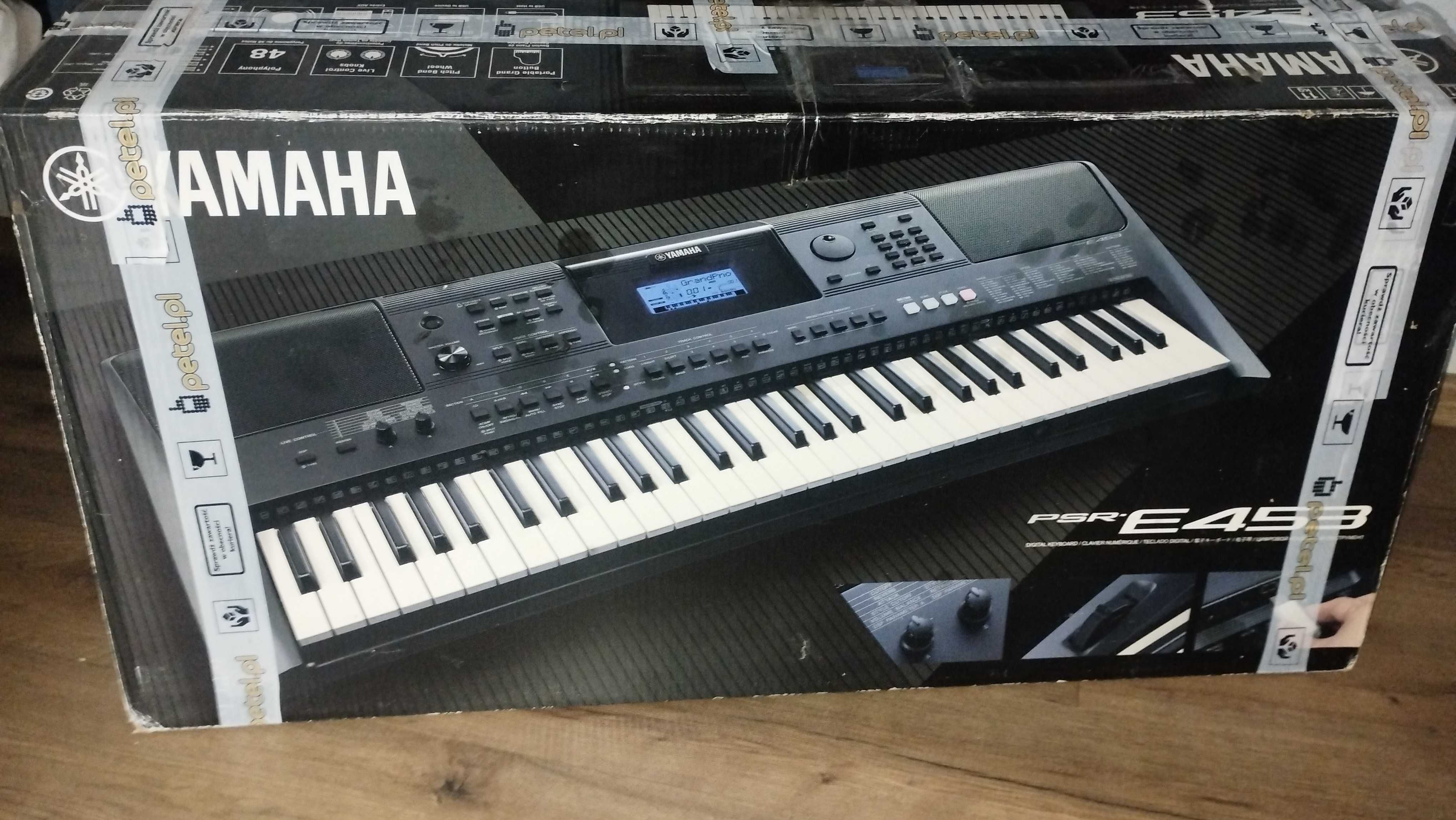 Keyboard Yamaha PSR E453 + zasilacz + instrukcje, klawisze, organy,