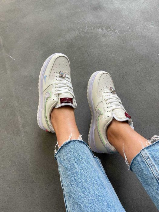 Кросівки Nike Air Force 1 Low Double Swoosh Beige/Green premium