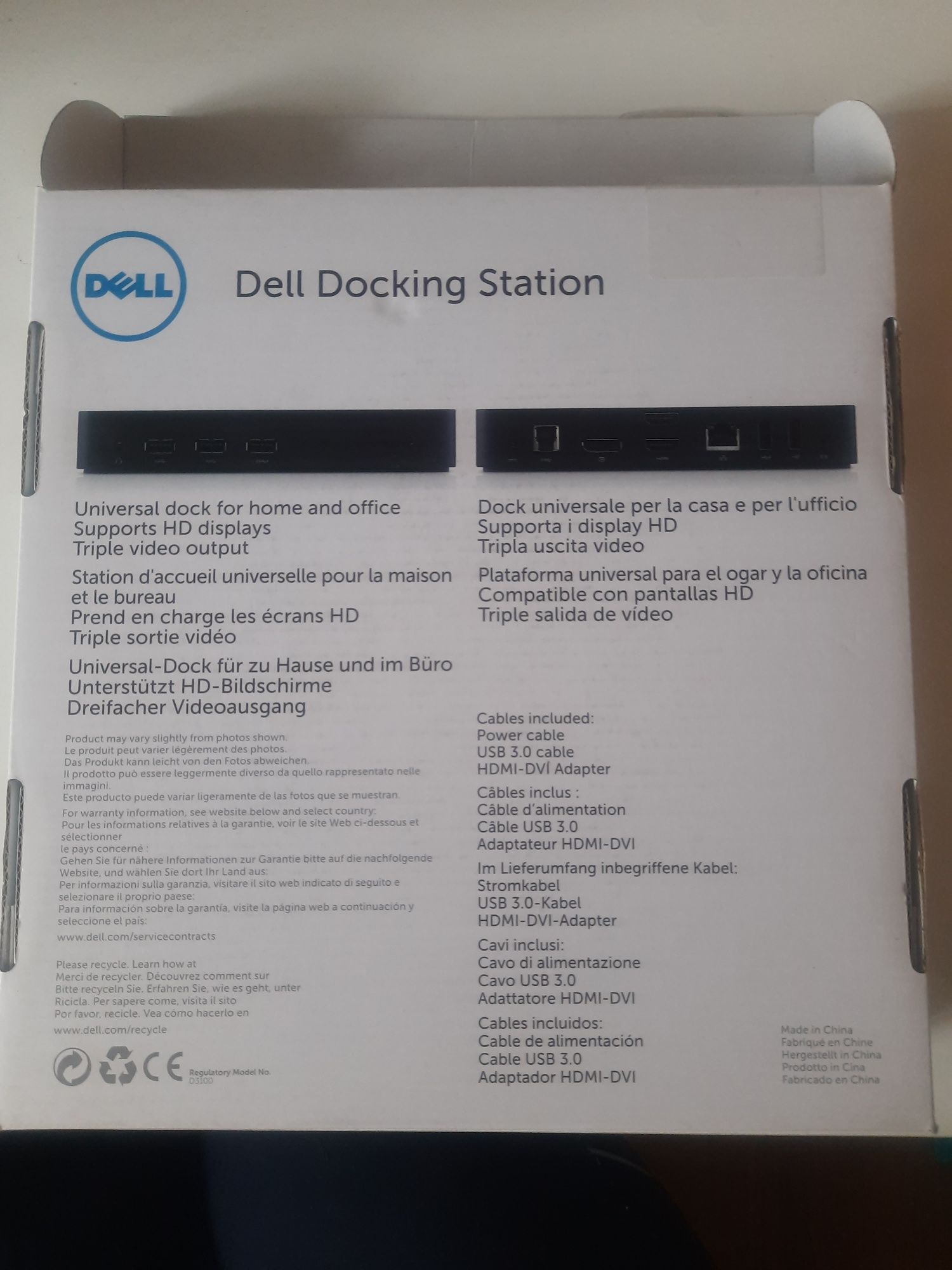 Oryginalna Stacja dokująca Dell D3100 4K HDMI DP