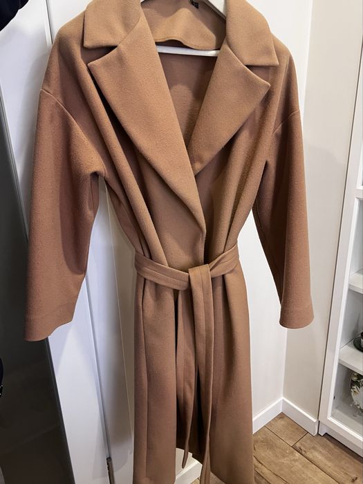 Вовняне пальто S-М коричневе шерсятное пальто