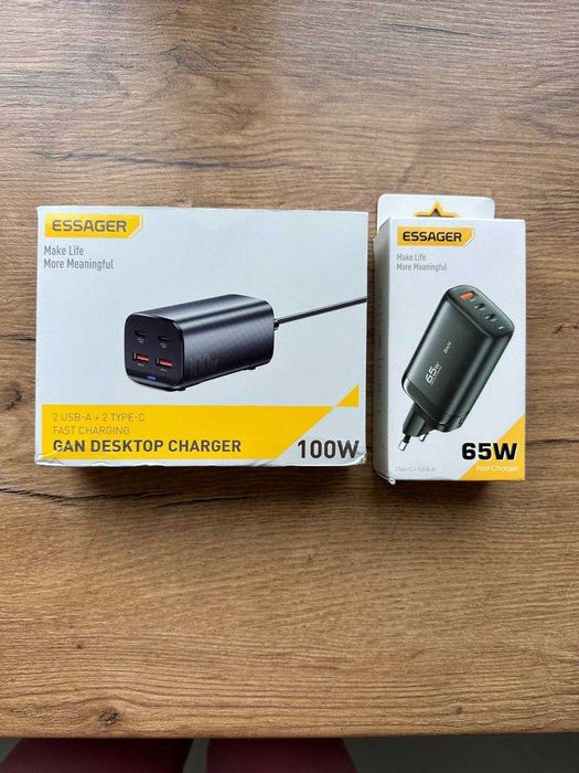 Зарядні пристрої Essager GaN 65W / 100W, швидка зарядка PD+QC3.0 Нові!