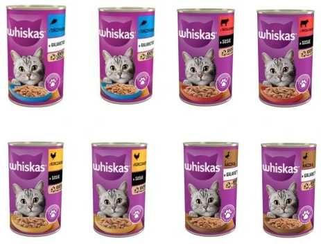 Whiskas uczta dla kota - galaretka I sos 8x400g 4 smaki karma mokra