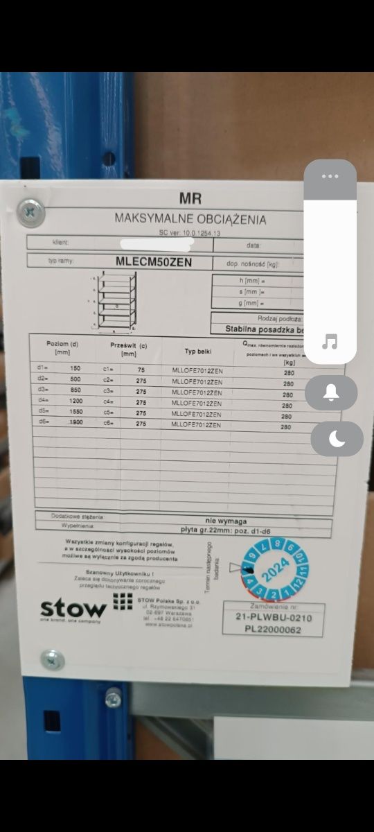 Regał magazynowy półkowy STOW