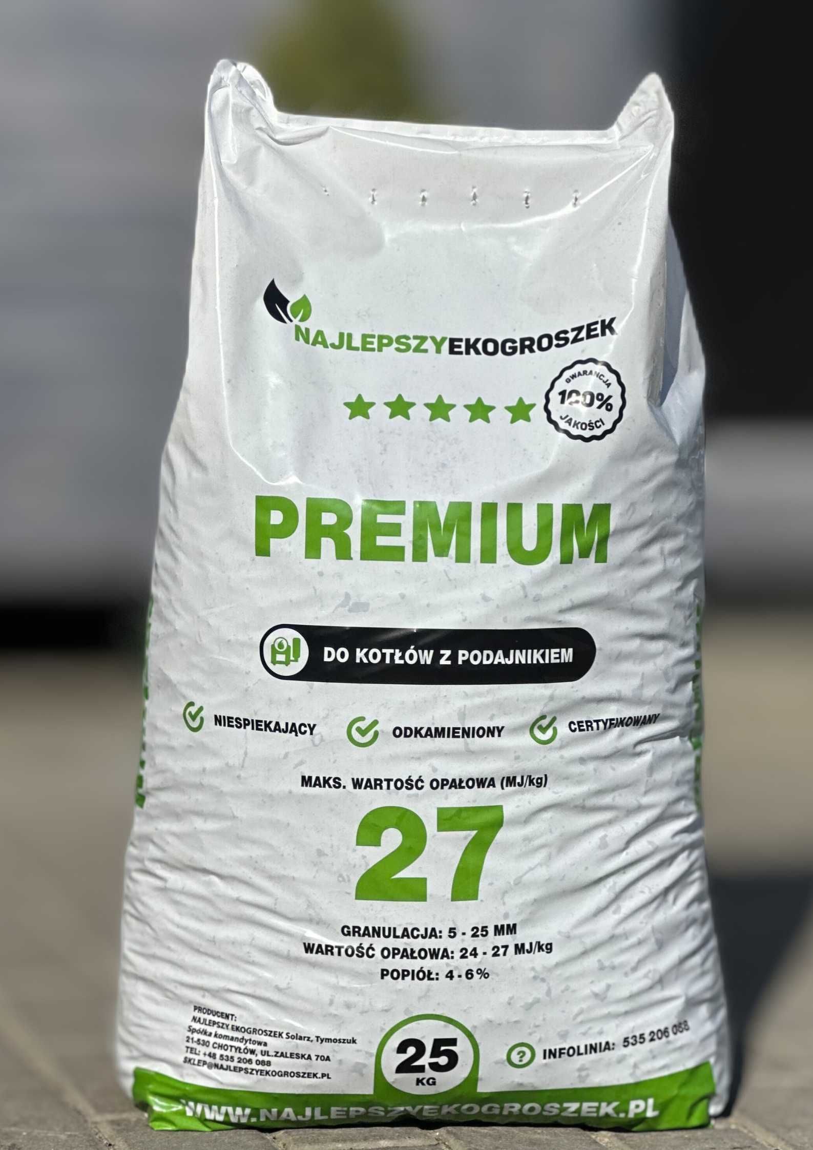 Ekogroszek Premium 25-26 Mj/kg najlepszy ekogroszek