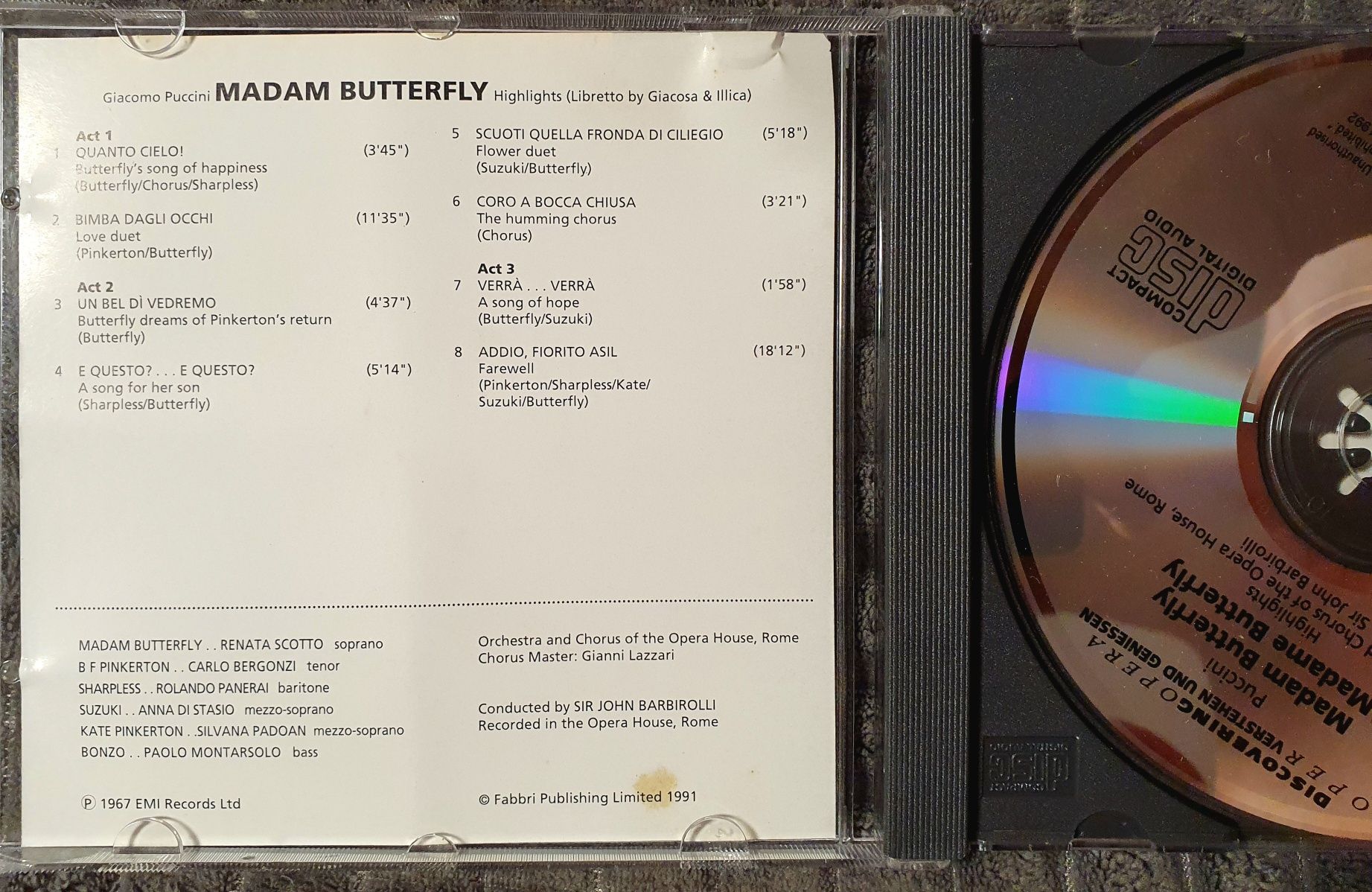 Opera - "Madam Butterfly" - płyta cd. Polecam.