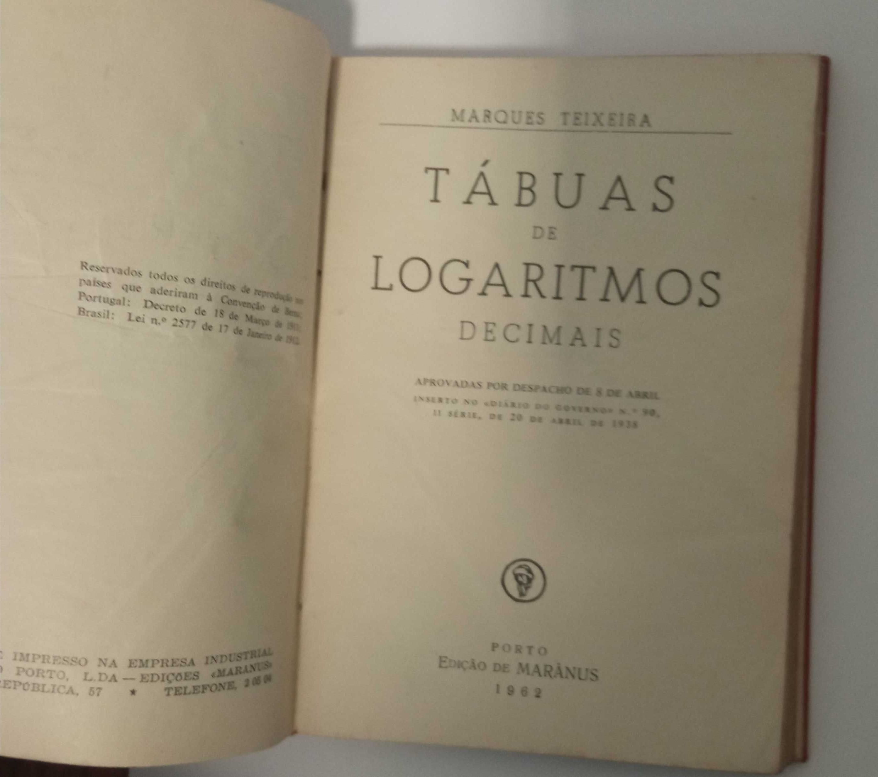 Tábuas de Algoritmos decimais, de Marques Teixeira