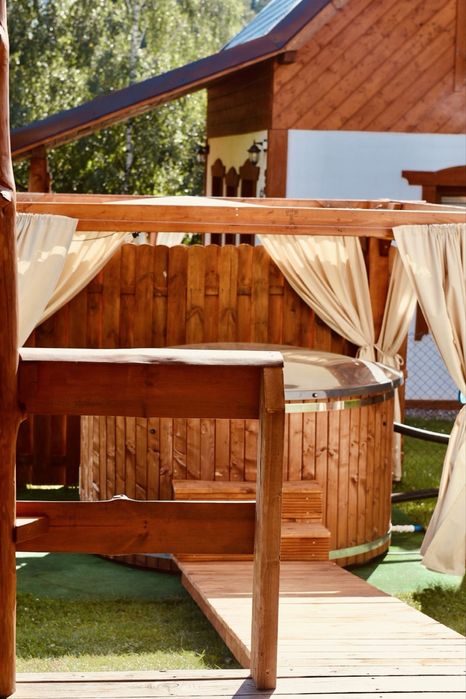 Domki Eden z balią Szwajcaria kaszubska mini zoo sauna