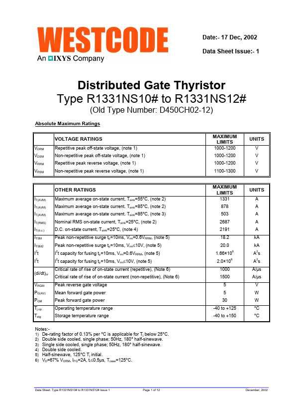 Тиристор R1331NS12A