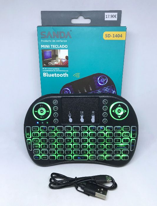 Mini teclado com rato (TouchPad) wireless bluetooth e luz LED