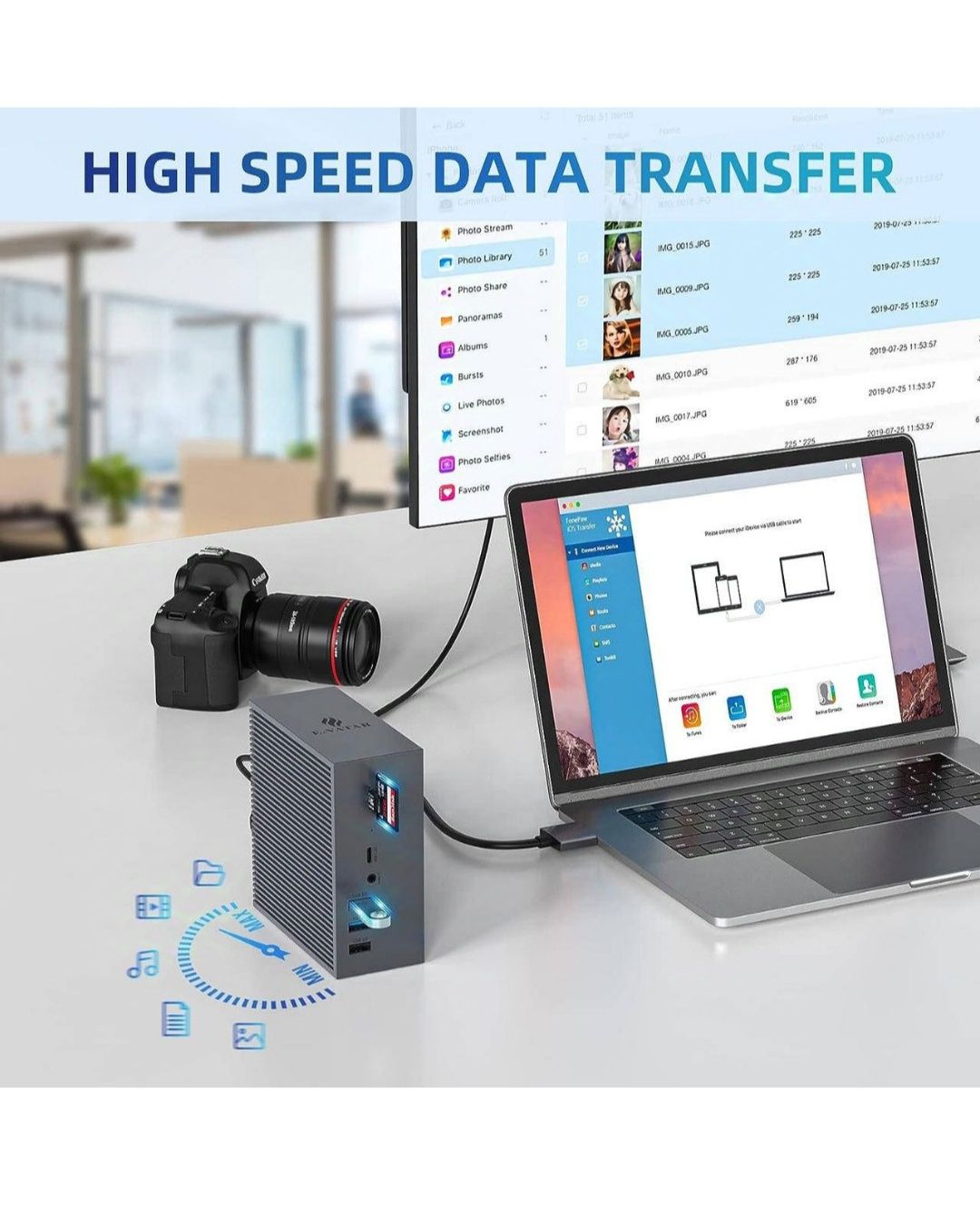 Док-станція USB C HDMI VGA 4 USBA USB C Micro SD LAN 100 Bt PD