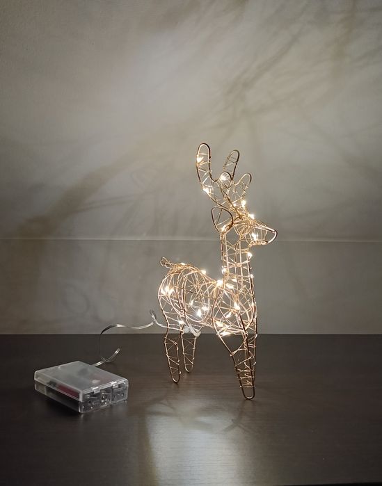 Mini renifer 20cm 30 led świecący na baterie dekoracja świąteczna