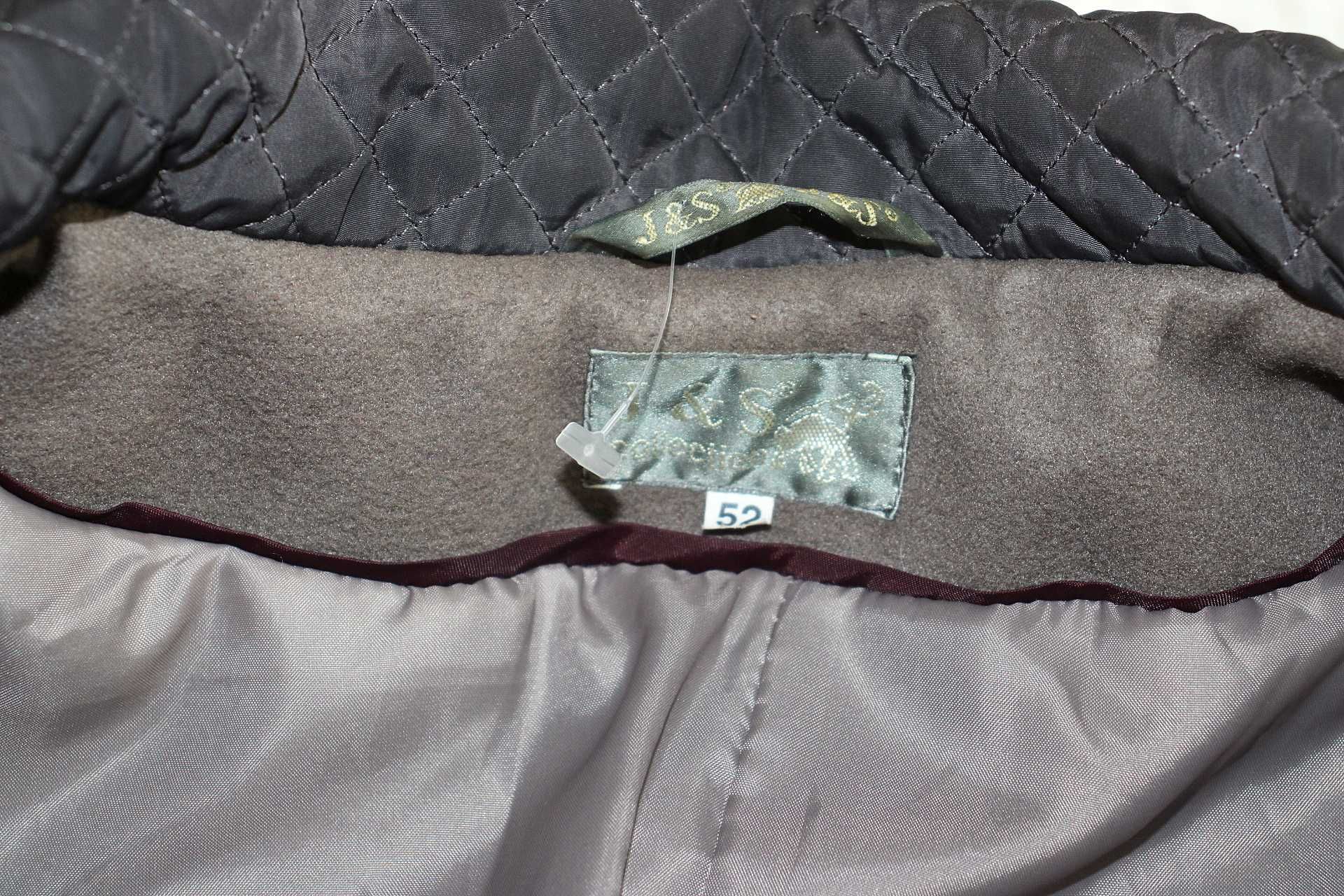 J&S elegancki damski płaszcz krótki pikowane wstawki wełny 52 6XL
