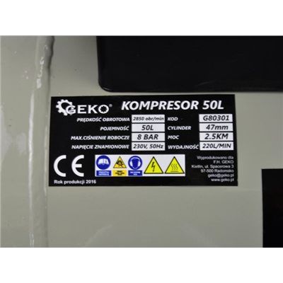 Kompresor Olejowy 50L 2.5Km 210L/Min 8 Bar Geko