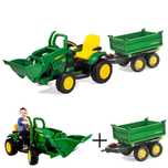 ZESTAW John Deere koparka traktor przyczepka z kiprem PEG PEREGO