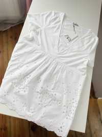 Biała bluzka o dłuższym kroju Zara M