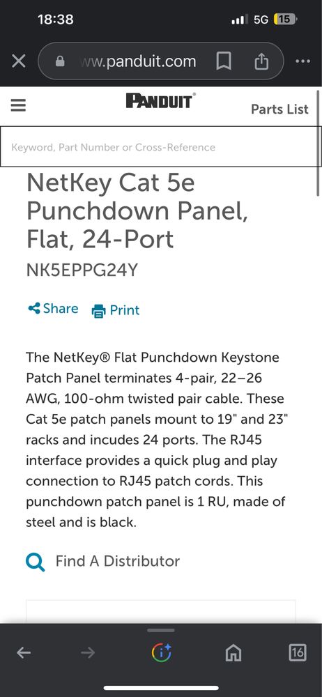 Patch Panel Cat 5e NetKey - 24 Portas