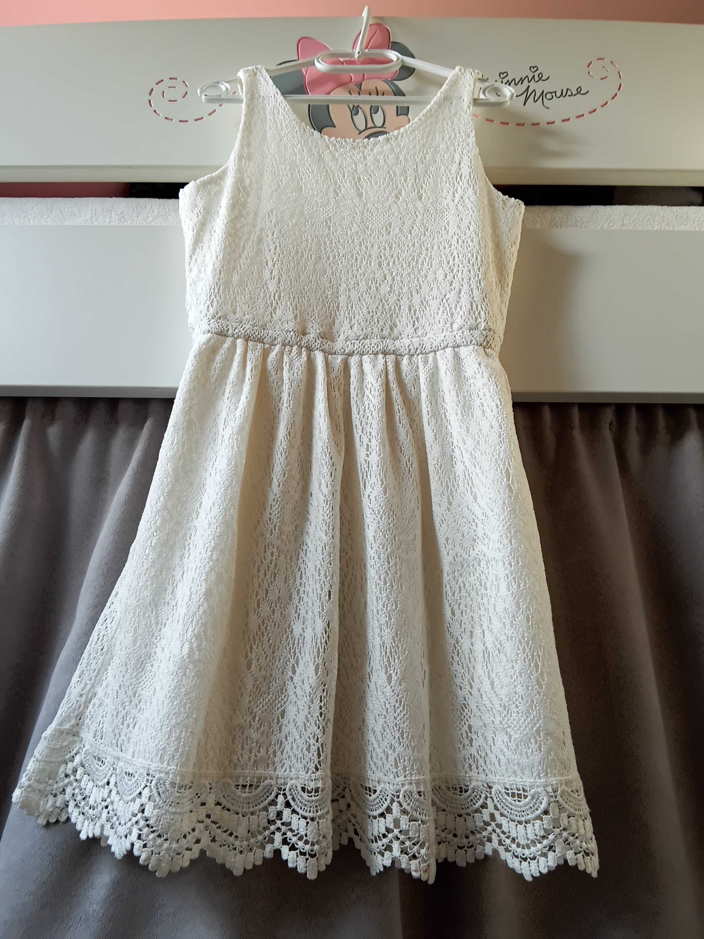 H&M koronkowa sukienka ecru 140cm. Przebranie komunia.