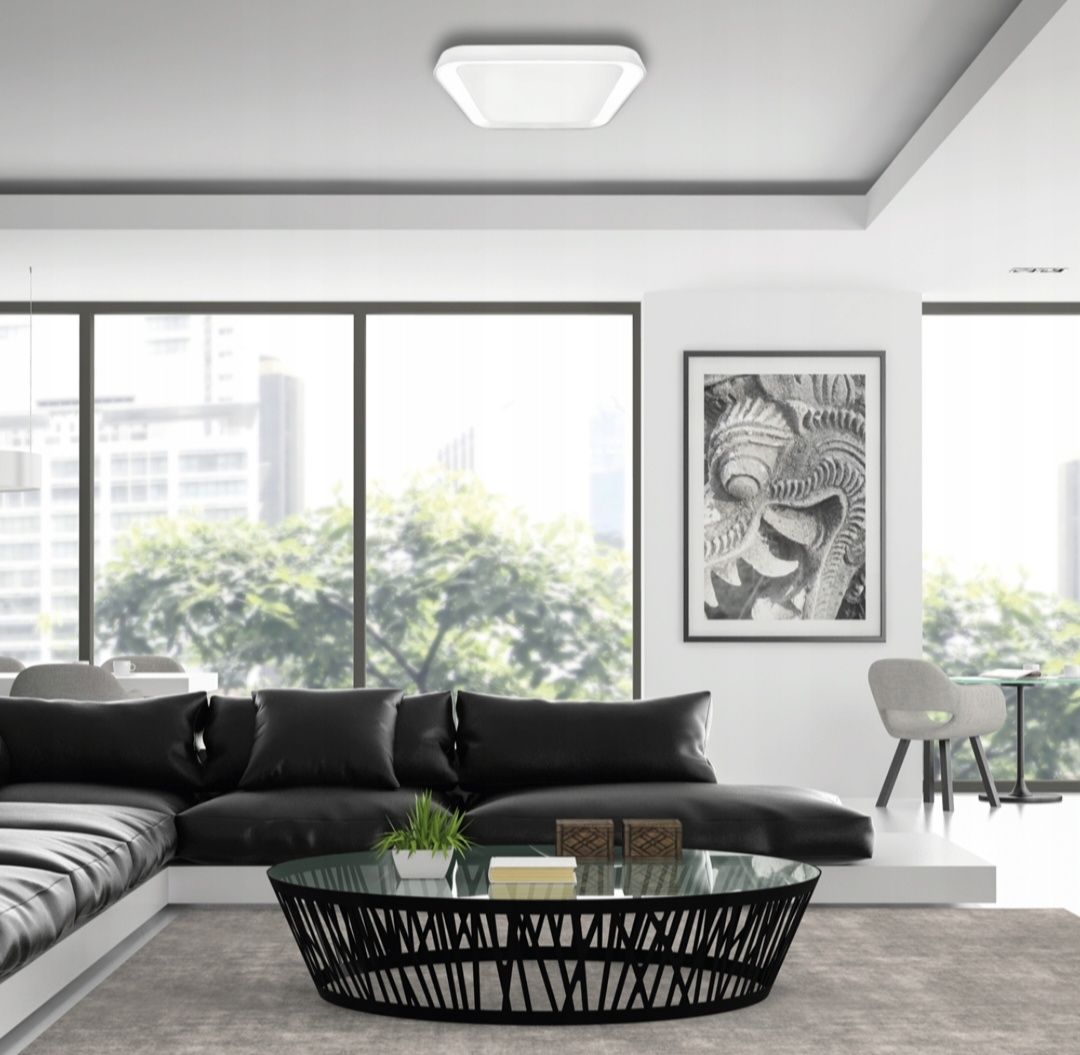Lampa LED Sufitowa Wisząca Żyrandol Biała PLAFON DO ŁAZIENKI Z PILOTEM