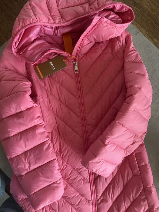 Długa kurtka płaszcz Hugo Boss S XS M ciepła nowa różowa