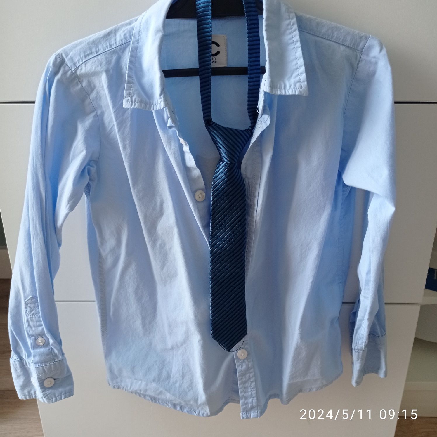 Koszula chłopięca slim fit 110cm 5l błękitna Cubus krawat gratis