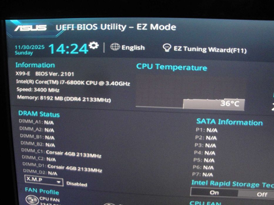 Płyta główna Asus X99-E 8xDDR4 + procesor i7-6800K Socket 2011-v3